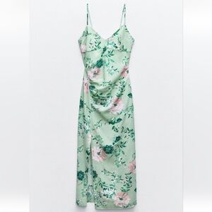 Zara | Floral Print Linen Blend Dress